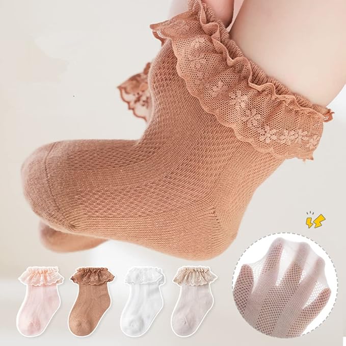 QandSweet Baby Girls' Eyelet Flower Socks Ankle Sock for Newborn