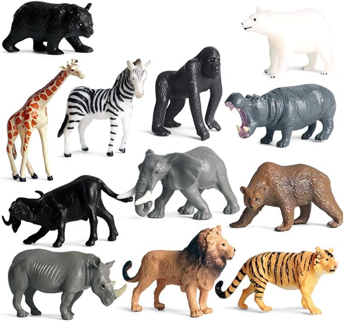 Mini Wild Animal Toys, Forest Animal Dolls (12 Pieces)