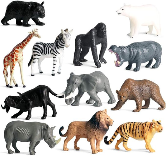 Mini Wild Animal Toys, Forest Animal Dolls (12 Pieces)