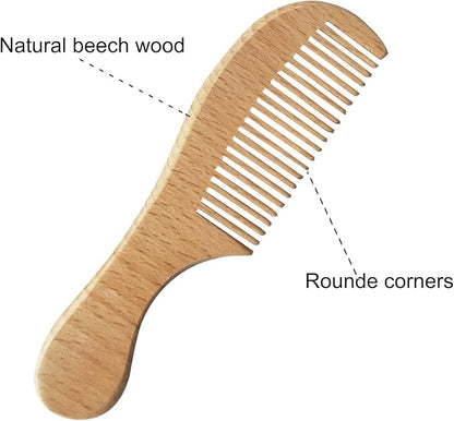 Baby Hair Brush with Wooden Handle and Comb Set for Newborns & Toddlers | Natural Soft Goat Bristles l Wood Comb l Purple Silicone Brush (3 Piece)