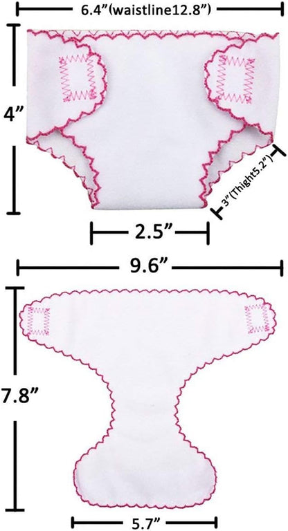 4 Pack Baby Diapers Doll Underwear for 14-18 Inch Baby