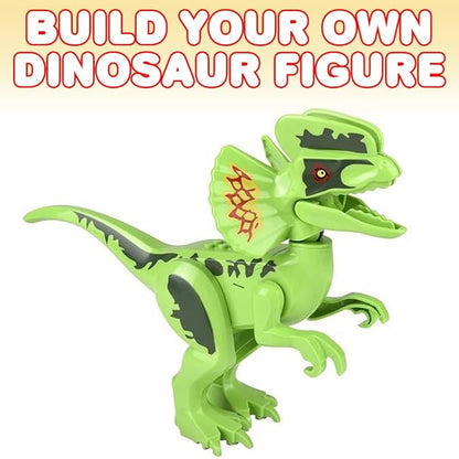 ArtCreativity Roaring Dilophosaurus Dinosaur Toy for Kids, Build Your Own Dinosaur Block Figure, Features Sounds and Includes Assembly Instructions, Dinosaur Birthday Party Supplies for Kids