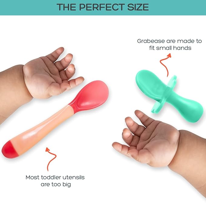 Grabease Baby Spoons Toddler Spoons Baby Silverware Toddler Utensils, BPA-Free & Phthalate-Free for Baby & Toddler, 1 Set, Mint