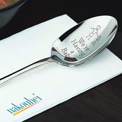 1 Set Engraved Spoon Gift, We are Having a Baby Spoon