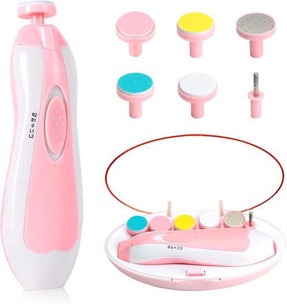 Baby Nail Trimmer Electric-6 in 1 Baby Nail Clippers Safe Baby Nail File Kit with a Nail Clipper, Scissor, Tweezers, and Nail Files