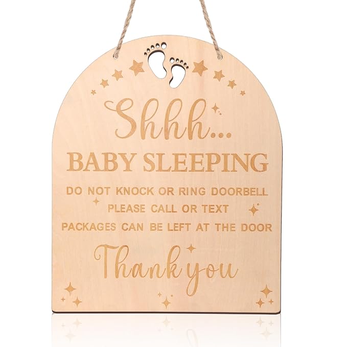 Baby Sleeping Sign for Front Door, 11.81x9.84" Do Not Knock