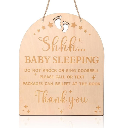 Baby Sleeping Sign for Front Door, 11.81x9.84" Do Not Knock