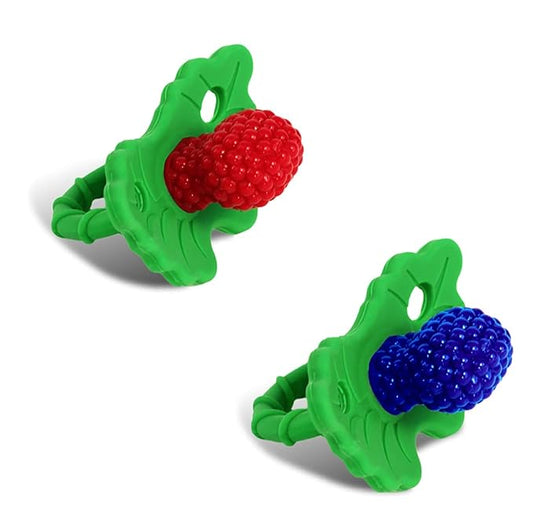RaZbaby 2-Pack Silicone Berrybumps Baby Teething Toys - BPA Free, Hands Free Design