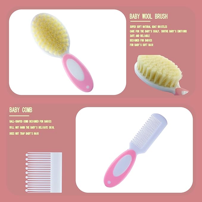 Baby Grooming Kit, Baby Essentials for Newborns (10 in 1) (Pink)