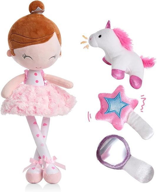 17 inch Ballerina Princess Doll Stuffed Animal for Girls Toy Set for 3 4 5 Year Old Girl Gift for Little Girl, Birthday 3-9