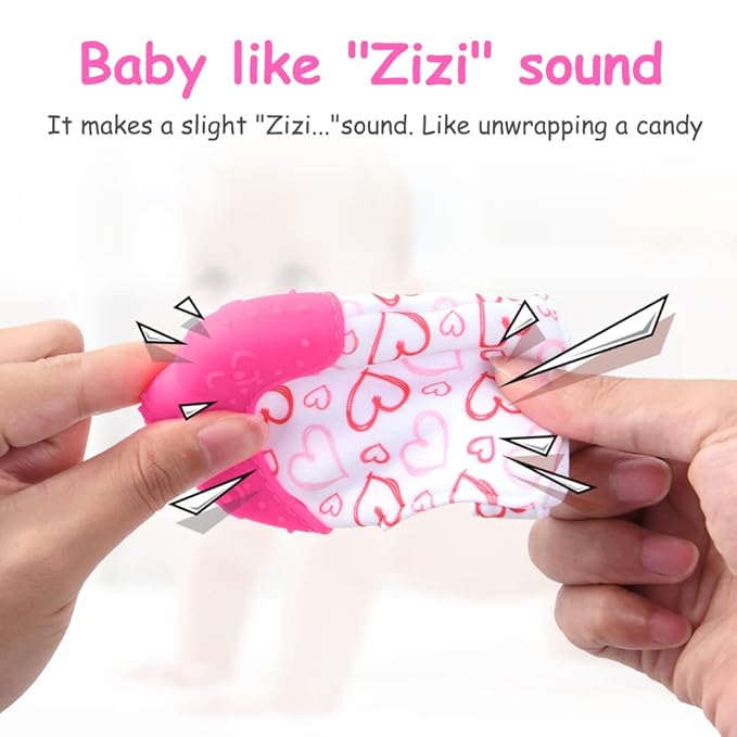2Pack Silicone Teething Mitt, Soothing Infant Teething Mitten Pain Relief 0-12 Months