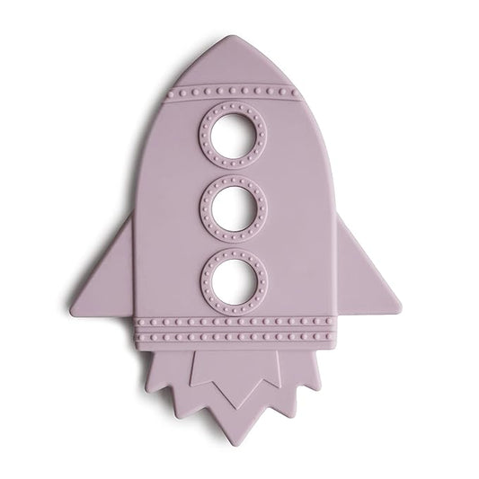 mushie Silicone Baby Teether Toy | Rocket (Soft Lilac)