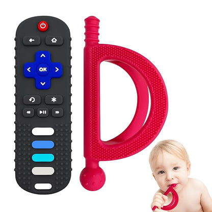 2 Pack Baby Teething Toys, Food Grade Silicone Teethers for Babies 18+ Months