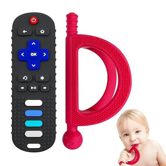 2 Pack Baby Teething Toys, Food Grade Silicone Teethers for Babies 18+ Months