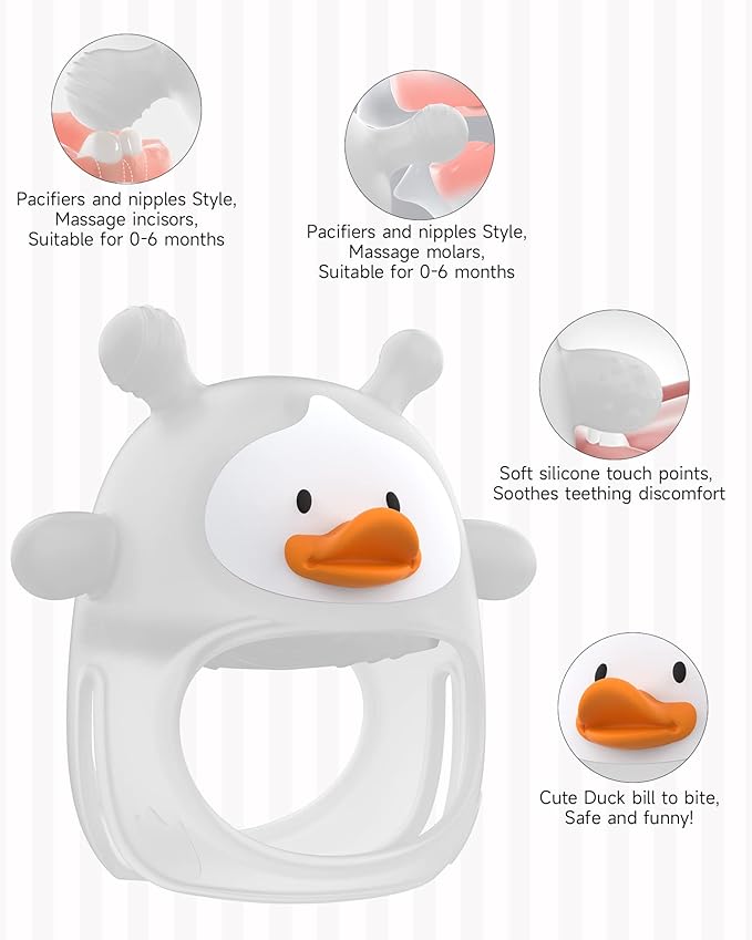 Teething Toys for Babies 0-6 Months, Never Drop Silicone Baby Teether