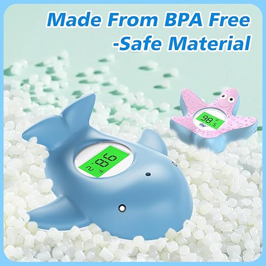 Baby Bath Thermometer, Instant Read Water Thermometer Safety with 3 Color Backlit and Temperature Warning
