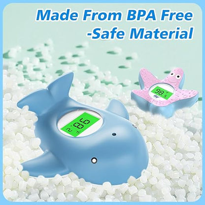 Baby Bath Thermometer, Instant Read Water Thermometer Safety with 3 Color Backlit and Temperature Warning