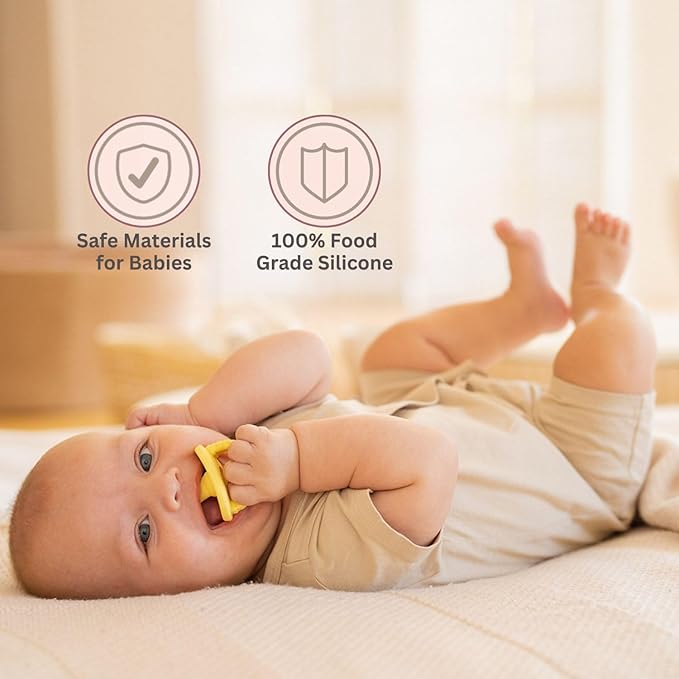 NatureBond Baby Pacifier Soother Silicone Binky Newborn Teether Pacifiers 2 in 1, Curved for Comfort | Hygiene Cover (0-6 Months