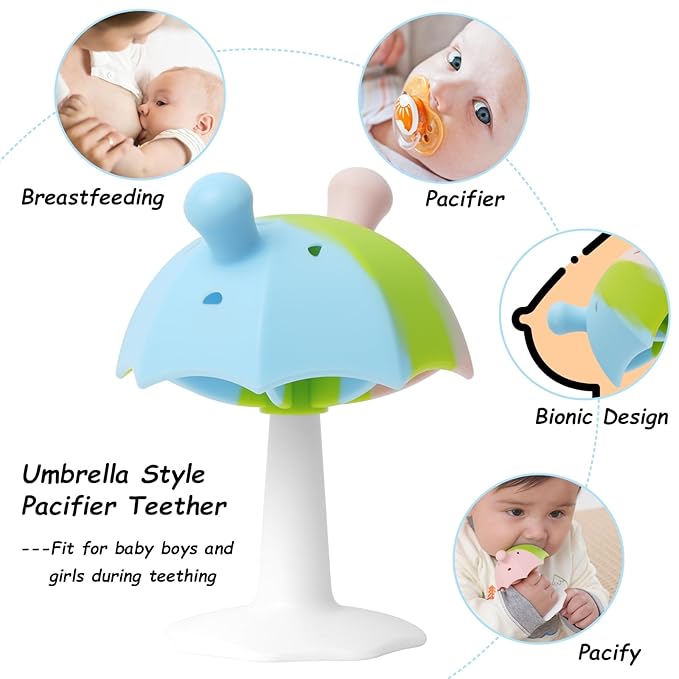 Umbrella Baby Teether with Suction Base, Keeping Babys Busy 0-6 Months, 6-12 Months 12-24 Months,