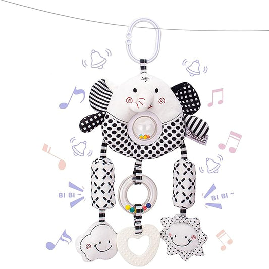 AUYYOSK Black and White High Contrast Baby Toys,Car Seat Toys for Newborn 0 3 6 12