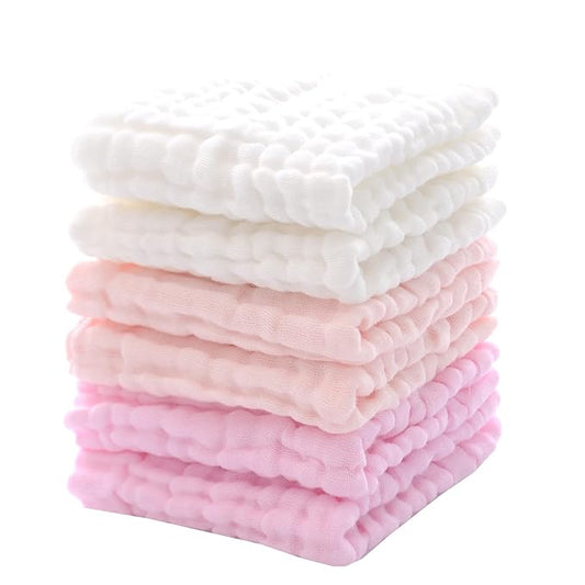 MUKIN Baby Washcloths and Burp Cloths, Soft Absorbent Towels for Newborns 6 Pack, 12x12 Inches