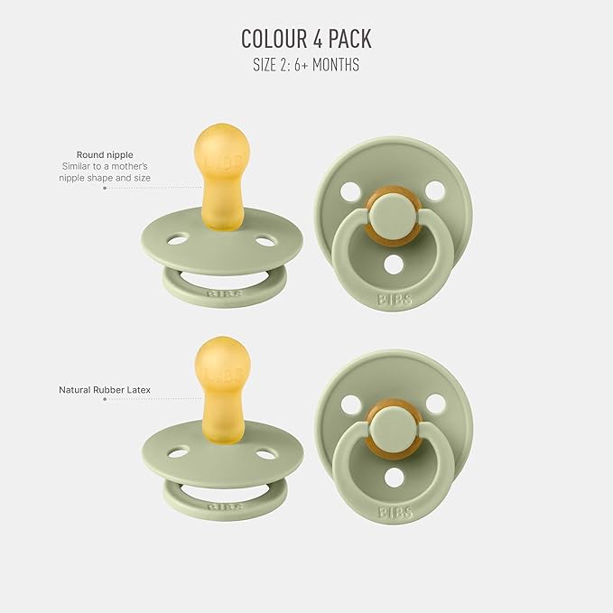 BIBS Colour Pacifier 4-Pack, BPA Free Dummy Pacifier 2 (6-18