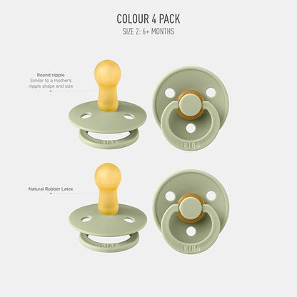 BIBS Colour Pacifier 4-Pack, BPA Free Dummy Pacifier 2 (6-18