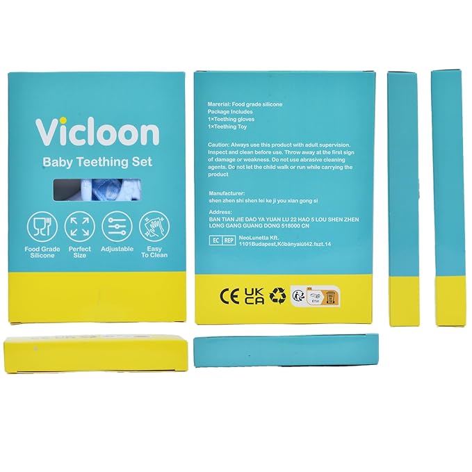 Vicloon Silicone Teething Mitt, 2Pcs Baby Teething Mitten 0-6month Infants