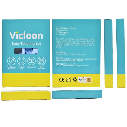 Vicloon Silicone Teething Mitt, 2Pcs Baby Teething Mitten 0-6month Infants