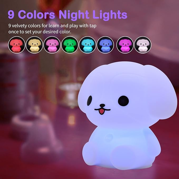 ShaArkMango LED Night Light for Kids Toddler Bed Room Decor Aesthetic, Bedside Nursery Night Lamp for Breastfeeding Animal Baby NightLight Sleep Aid Color Changing Dimmable &Timer BPA Free Silicone