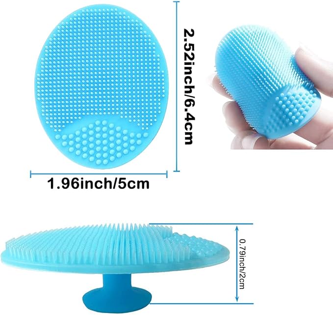 Baby Hair Brush, Mocokkiti Goat Bristles Brush and Baby Cradle Cap Brush Set for Cradle Cap Wood Bristle Brush for Newborns and Toddlers, Blue Silicone Brush (2PCS)
