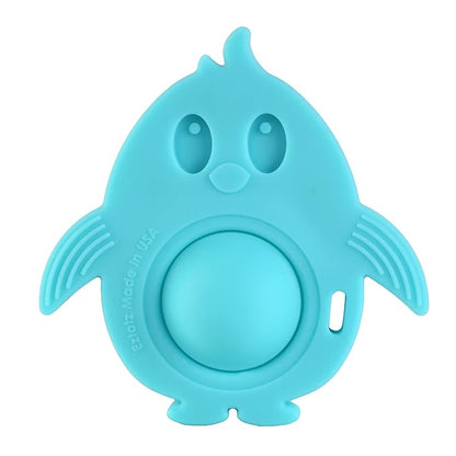 Popz Baby Teether Toy - Made in The USA 0-6 Months 100% Silicone