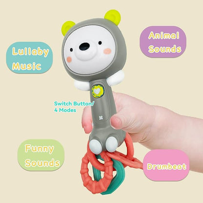 Musical Rabbit Light-Up Toy and Teething Ring for Toddlers Sensory 6 12 18 Month