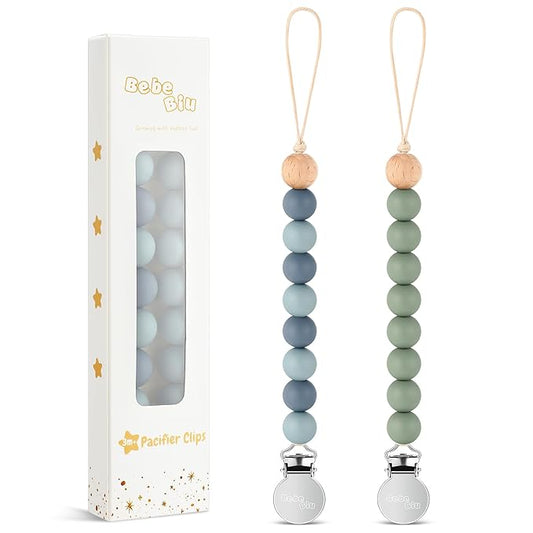 2 Pack Pacifier Clips, Silicone Pacifier Clip for Baby Boys and Girls