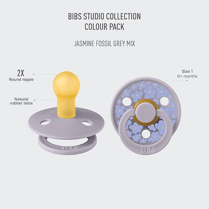 BIBS Pacifiers - Colour Studio 2 Pack | Round Nipple Baby Pacifier 0+ Months