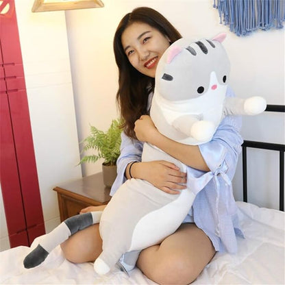 shangman Lovely Plush Cat Doll Cute Cartoon Soft Stuffed Kitten (Grey,70cm/27.5in)