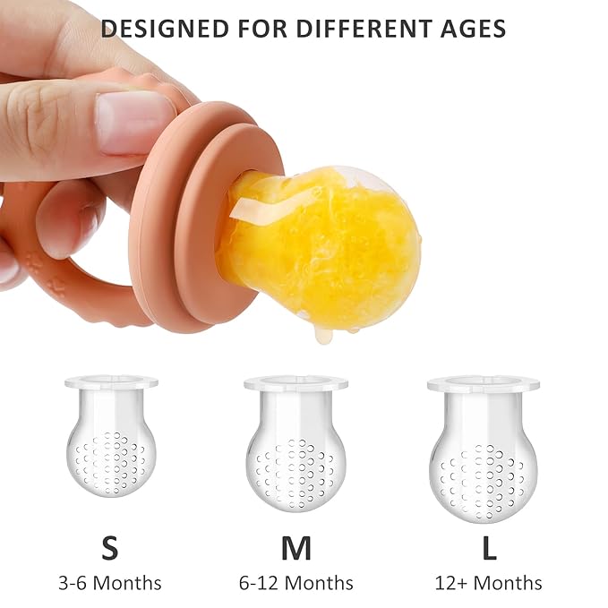 Baby Fruit Food Feeder Teether & Baby Food Freezer Tray Combo, Teething Popsicle Molds for Babies 4-6 12 Months