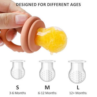 Baby Fruit Food Feeder Teether & Baby Food Freezer Tray Combo, Teething Popsicle Molds for Babies 4-6 12 Months