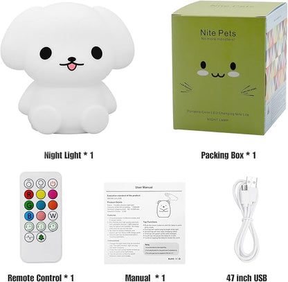 ShaArkMango LED Night Light for Kids Toddler Bed Room Decor Aesthetic, Bedside Nursery Night Lamp for Breastfeeding Animal Baby NightLight Sleep Aid Color Changing Dimmable &Timer BPA Free Silicone