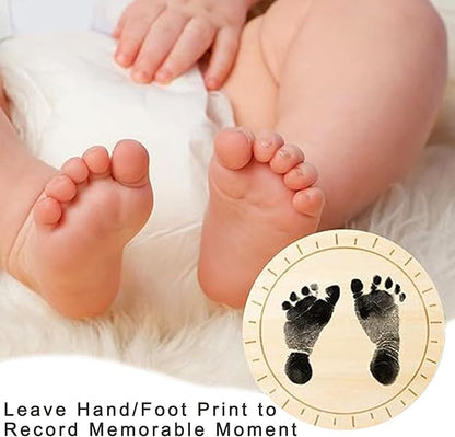 Hello World Baby Sign, 5.9" Baby Announcement Sign with Marker Pen-Not Bleed on Wood and Ink Pad 2 Sided