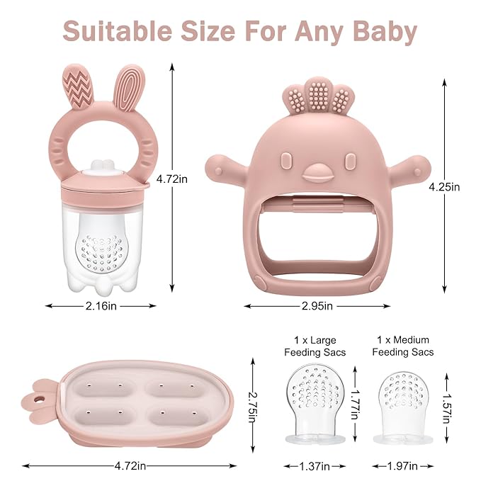 Baby Food Fruit Feeder & Mini Freezer Nibble Tray, Breastmilk Popsicle Molds for Baby Cooling Relief
