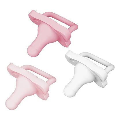 Dr. Brown's Flexees Pink Bunny Silicone Teether, HappyPaci Silicone Pacifier 0-6m 3 Pack