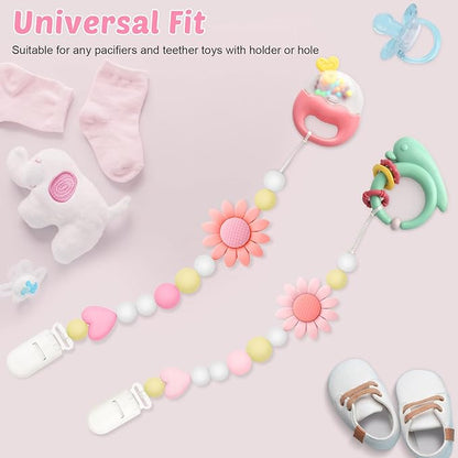Silicone Pacifier Clip, 2 Pack Pacifier Holder for Boys and Girls