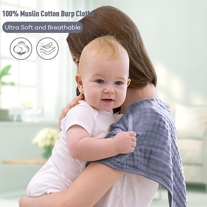 Yoofoss Muslin Burp Cloths for Baby 10 Pack 100% Cotton 20''X10'' Super