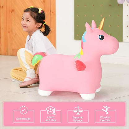 INPANY Unicorn Bouncy Horse Toys for 2 Year Old Girls, Toddler Inflatable Hopper/Bounce Horse/Hopping Horse 3 4,