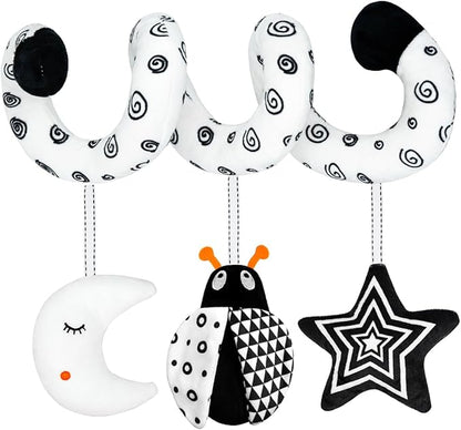 XIXILAND Car Seat Toys for Babies 0-6 Months Boys Girls, Black and White High Contrast Baby Toys 0-3 Months Carseat Toys for Infants 0-6 Months, Stroller Toys Newborn Infant Toys for 0-18 Months