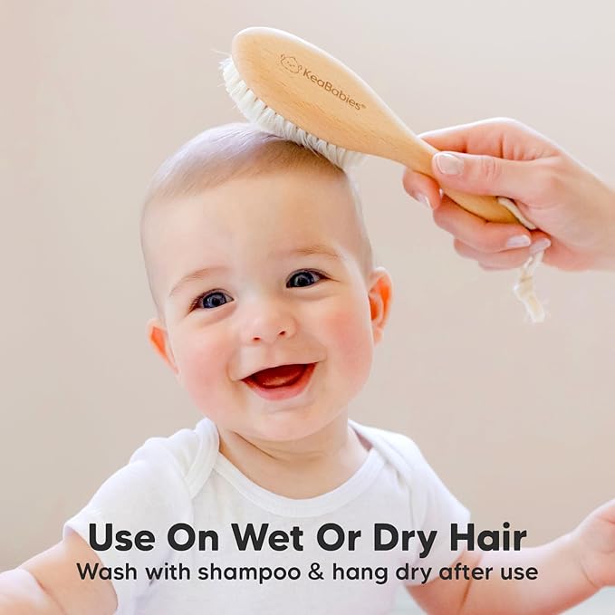 Baby Hair Brush - Baby Brush with Soft Goat Bristles, Cradle Cap Brush