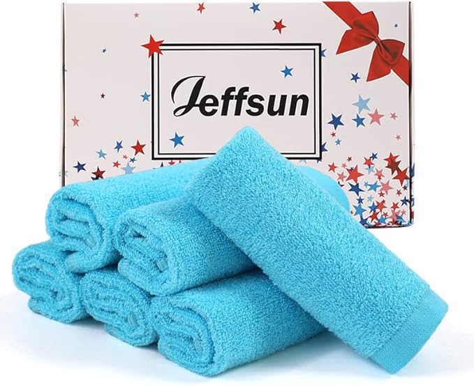 JEFFSUN Baby Washcloths 6 Pack, 10x10 inch Heavenly Soft Blue Wash Cloths for Face and Body