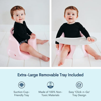 Upseat Baby Floor Seat Booster Chair for Sitting Up with Removable Tray for Meals and Playtime, Developed with Physical Therapists for Safe and Healthy Hip Development and Posture (Pink)