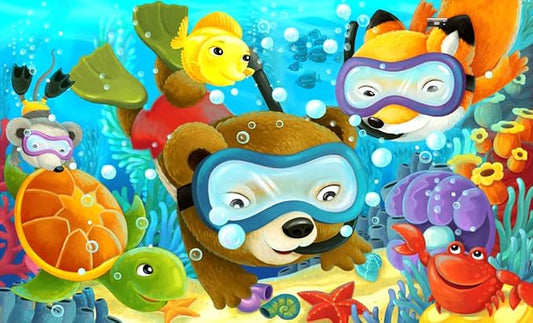 HUADADA Jigsaw Puzzles for Kids 100 Pieces, Diving Animals Floor Toys Montessori Games Learning Education Activities Birthday Gifts for Toddlers Boys Girls Ages 4 5 6+ Years Old (15"x10") 1:1 Poster